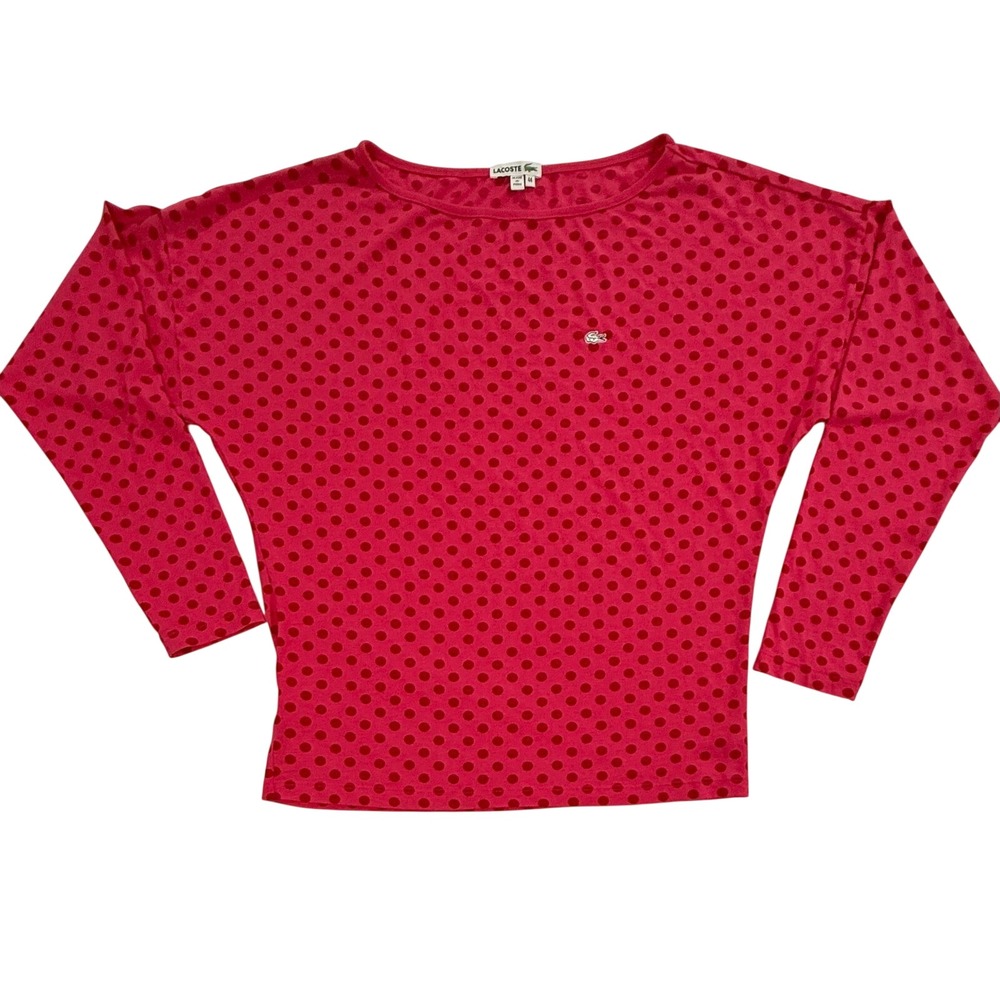 Lacoste Women's Pink Polka Dot Sleepwear Top Cotton Blend Size Medium (174)